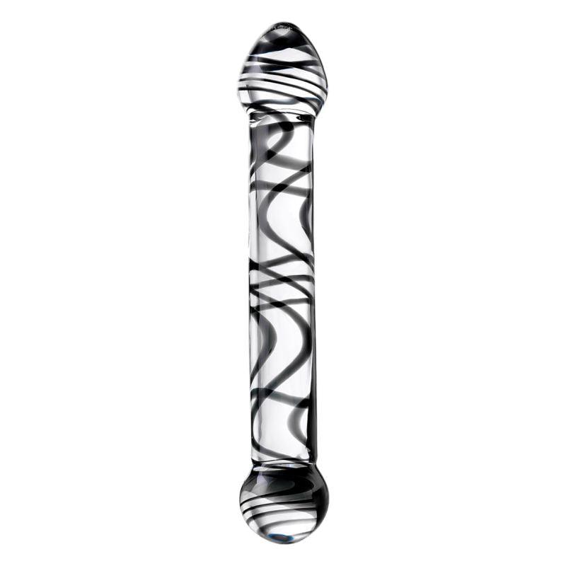 Sexus Glass Dildo Duo Black Swirl 20.5cm - Naughty by Nature Adult Store