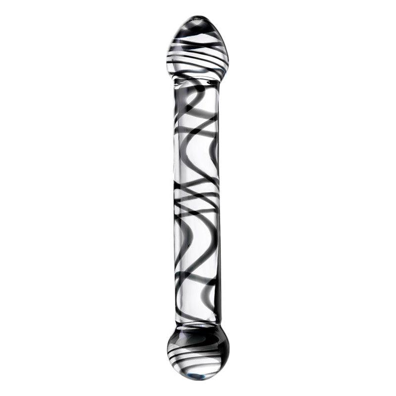 Sexus Glass Dildo Duo Black Swirl 20.5cm - Adult Toys