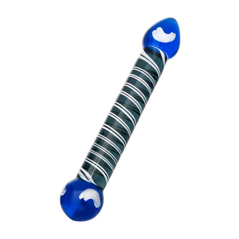 Sexus Glass Dildo Duo Blue 20cm - Adult Toys