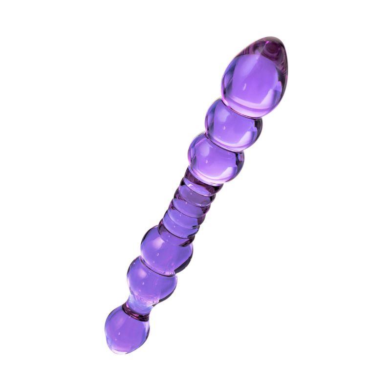 Sexus Glass Dildo - Mauve 22.8cm Textured Glass Adult Sex Toy - Adult Toys