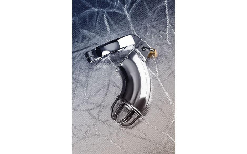 Silver Metal Cock Cage w Rings and Lock - Adult Toys