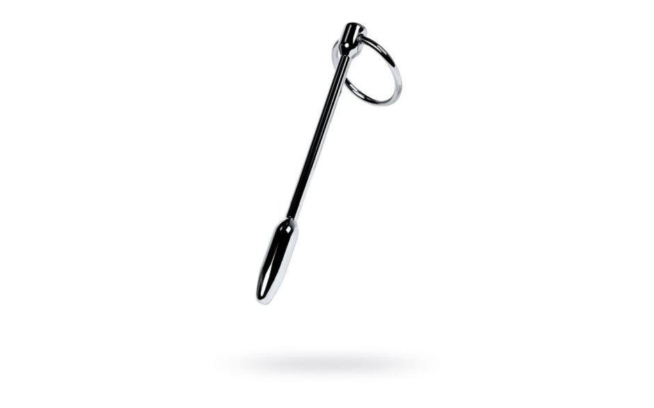Silver Metal Urethral Plug w Ring - Adult Toys