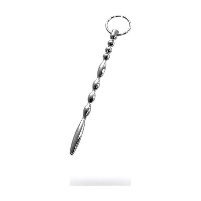 Silver Metal Urethral Plug w Ring - Adult Toys