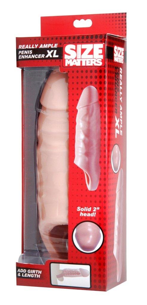 Size Matters Ample XL Penis Enhancer Sheath – Ribbed TPR Sleeve - Adult Toys