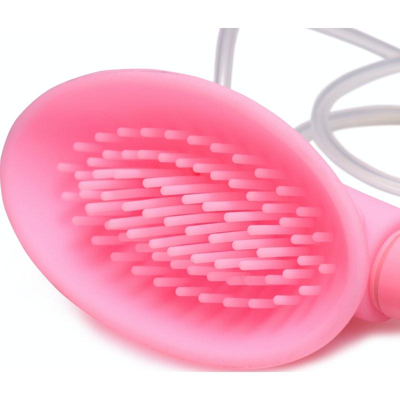 Size Matters Silicone Vibrating Pussy Cup – Pink Suction Pump Toy - Adult Toys