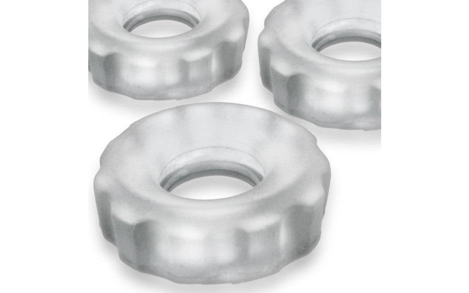 Super Hunkyjunk 3 Pc Cockrings Clear Ice - Adult Toys