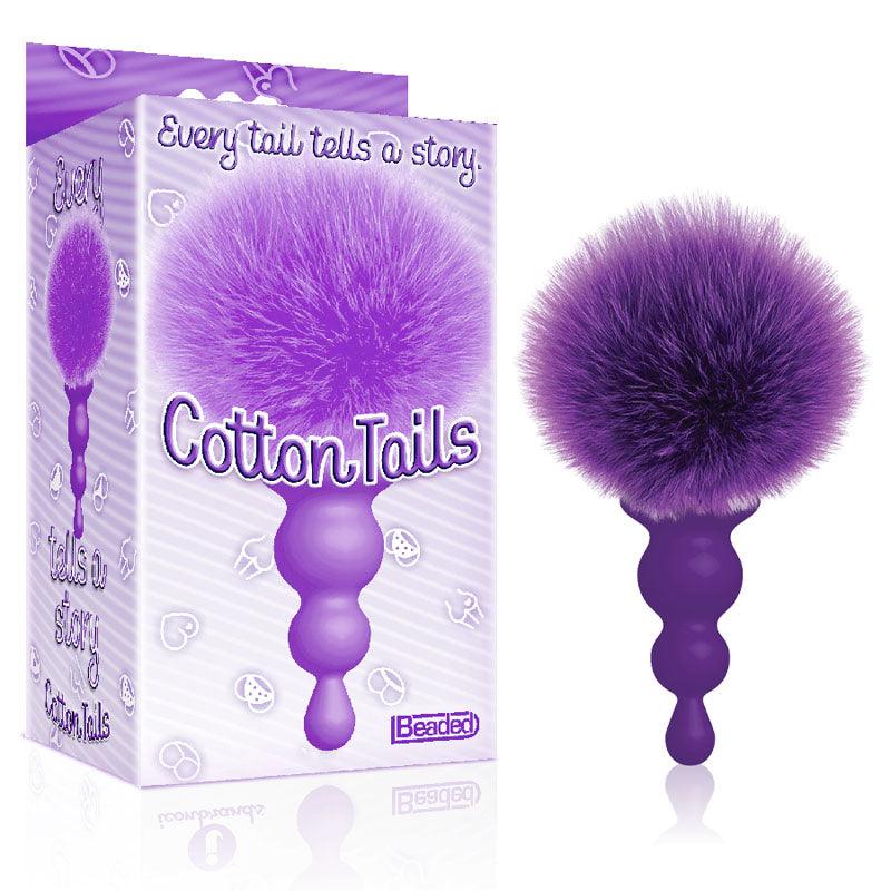 The 9's Cottontails, Beaded, Purple - Purple Butt Plug with Bunny Tail - Anal Toys