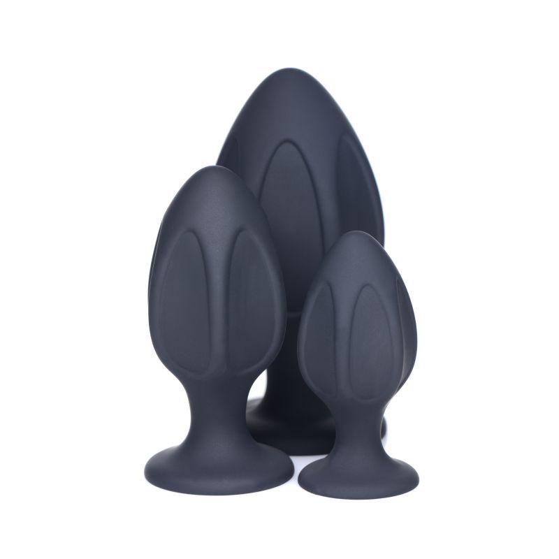 Triple Juicers Silicone Anal Plug Set Black - Adult Toys