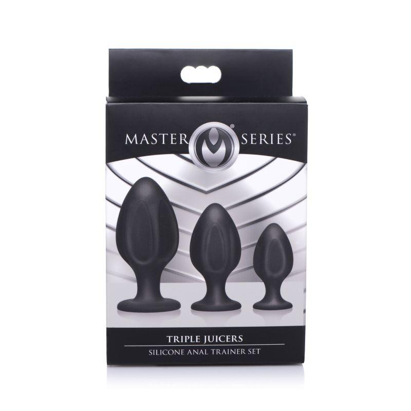 Triple Juicers Silicone Anal Plug Set Black - Adult Toys