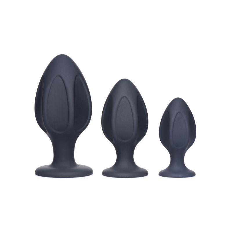 Triple Juicers Silicone Anal Plug Set Black - Adult Toys