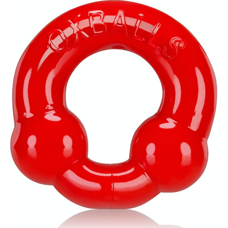 Ultraballs 2 Pk Cockring Steel And Red - Adult Toys