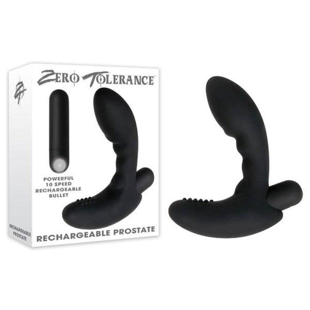 Zero Tolerance Rechargeable Prostate - Black Prostate Massager with USB Rechargeable Bullet - Naughty by Nature Adult Store