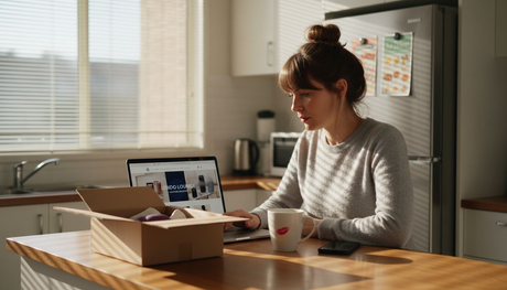 Woman privately shopping for adult products online