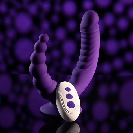 Evolved THE RIDER - Purple USB Rechargeable Double Ended Vibrator with Wireless Remote