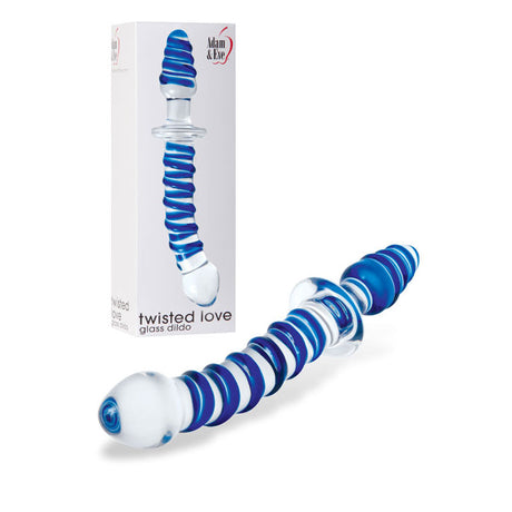 Adam & Eve Twisted Love Glass Dildo - Clear/Blue 24 cm (9.5'') Double Ended Glass Dong - Naughty by Nature Adult Store