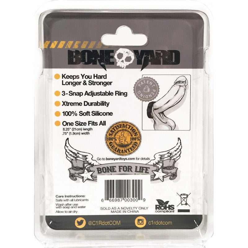 Boneyard Silicone Cock Strap - 3 Snap Ring - Black - Naughty by Nature Adult Store