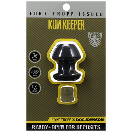Fort Troff - Kum Keeper - Small - Black Small Hollow Butt Plug with Removeable Stopper - Naughty by Nature Adult Store