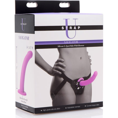 Navigator Silicone G-Spot Dildo with Harness - Naughty by Nature Adult Store