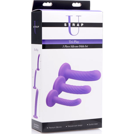Tri-Play 3 Pc Purple Silicone Dildo Set - Naughty by Nature Adult Store