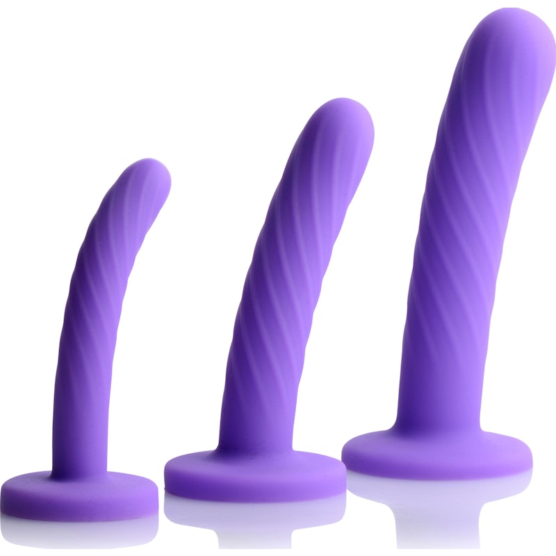Tri-Play 3 Pc Purple Silicone Dildo Set - Naughty by Nature Adult Store