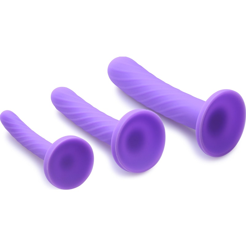 Tri-Play 3 Pc Purple Silicone Dildo Set - Naughty by Nature Adult Store