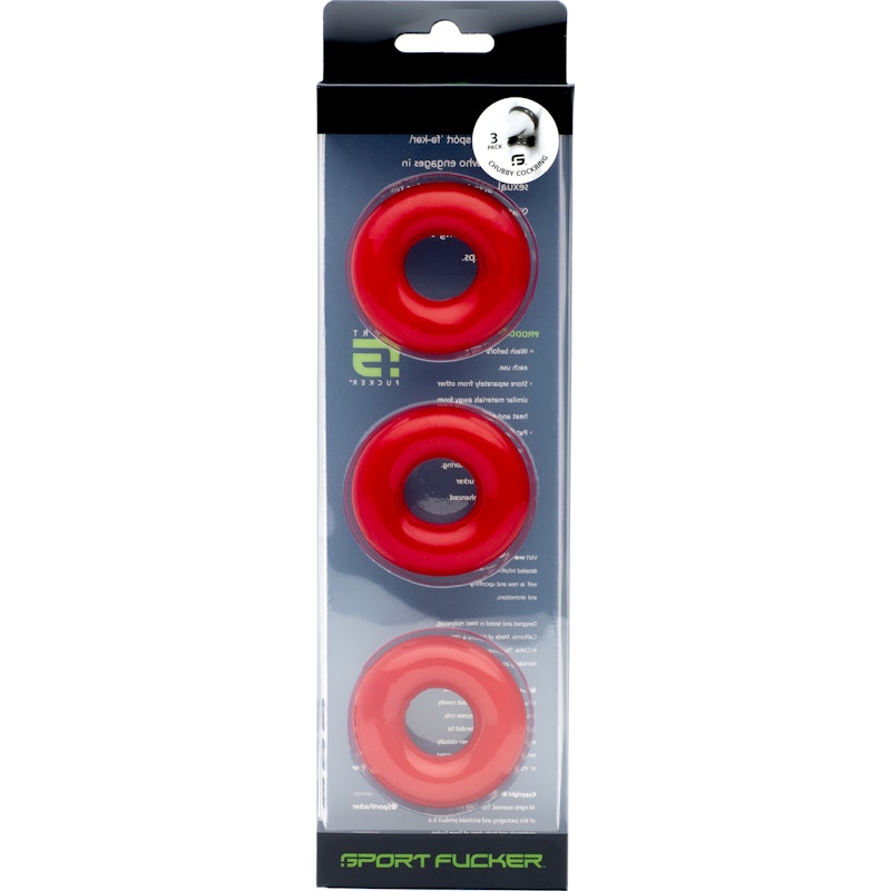 Sport Fucker Chubby Cockring 3 Pk Red - Naughty by Nature Adult Store