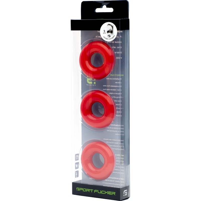 Sport Fucker Chubby Cockring 3 Pk Red - Naughty by Nature Adult Store