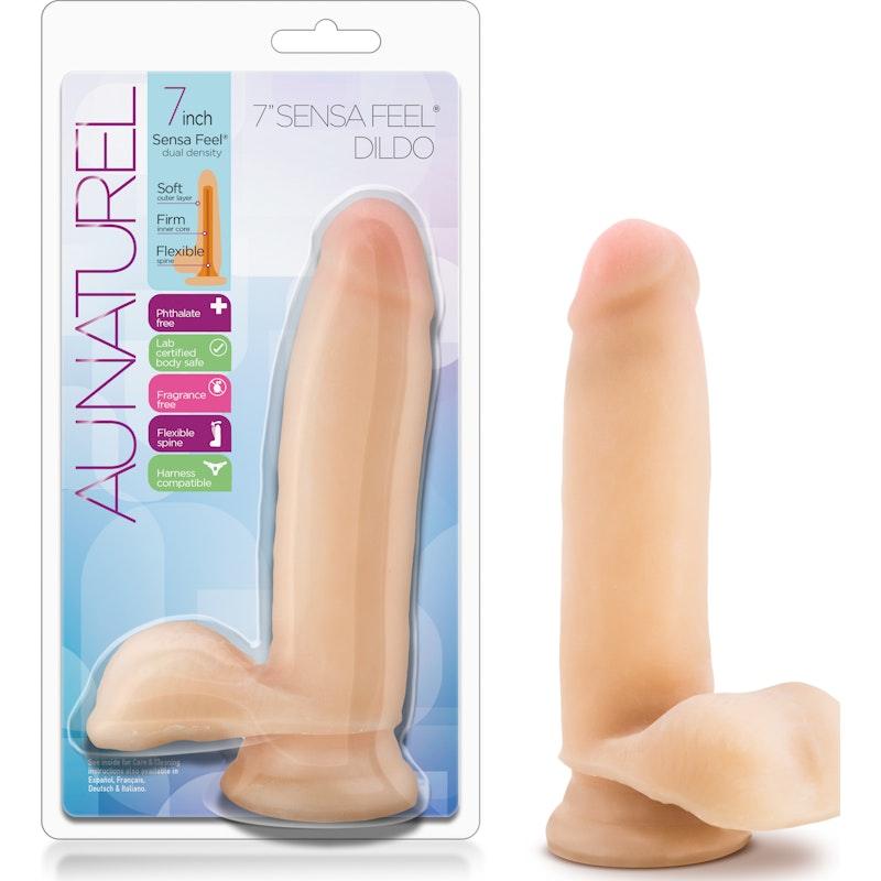 Au Naturel 7in Sensa Feel Dildo Beige - Naughty by Nature Adult Store