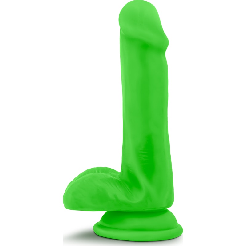 Neo Elite 6in Silicone Dual Density Cock with Balls Neon Green - Naughty by Nature Adult Store
