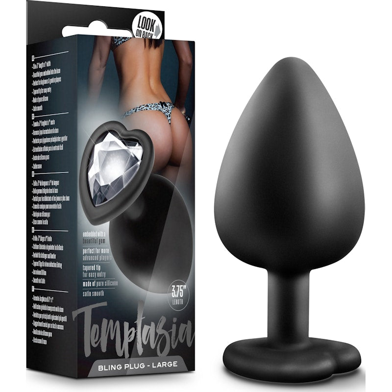 Temptasia Bling Plug Large Black - Naughty by Nature Adult Store