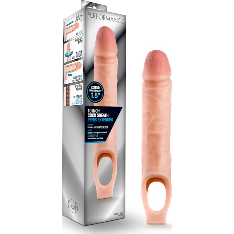 Performance 10in Cock Sheath Penis Extender Vanilla - Naughty by Nature Adult Store