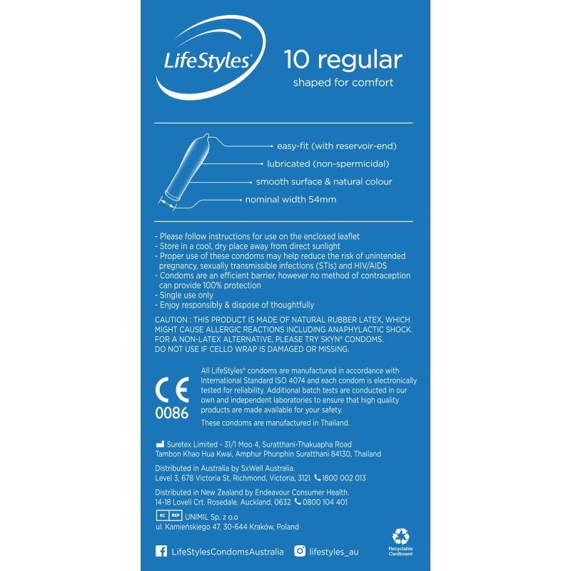 Lifestyles Regular Condoms 10 - Naughty by Nature Adult Store