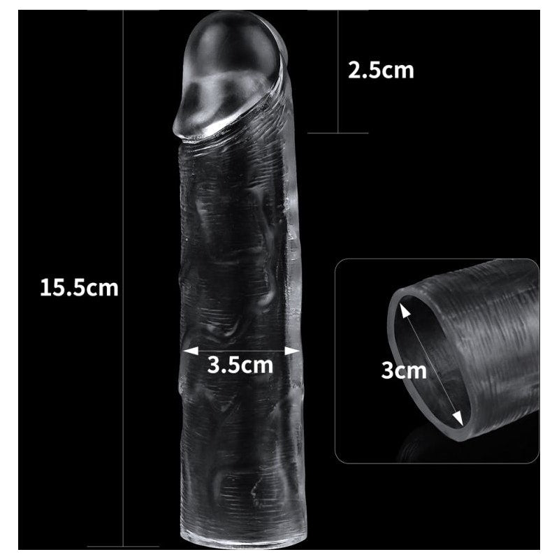 Clear Penis Extender Sleeve Plus 1in - Naughty by Nature Adult Store