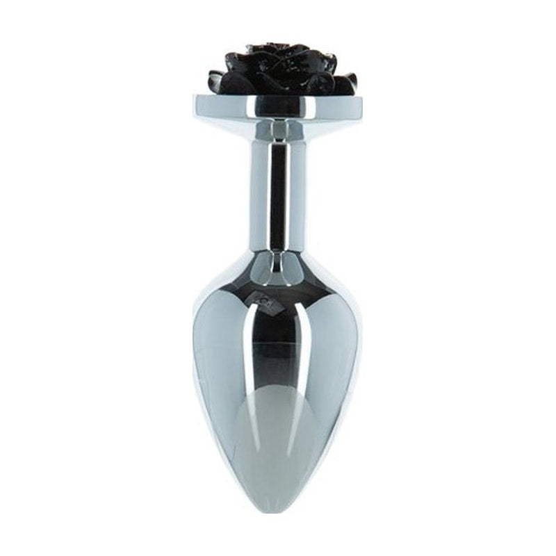 Black Rose 3in Metal Butt Plug - Naughty by Nature Adult Store
