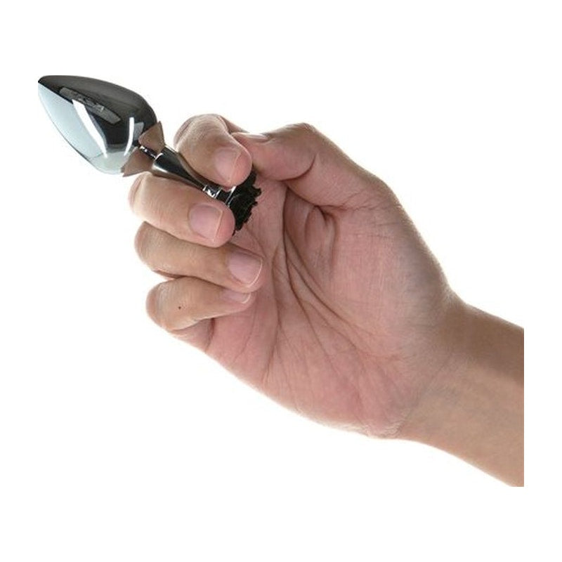 Black Rose 3in Metal Butt Plug - Naughty by Nature Adult Store