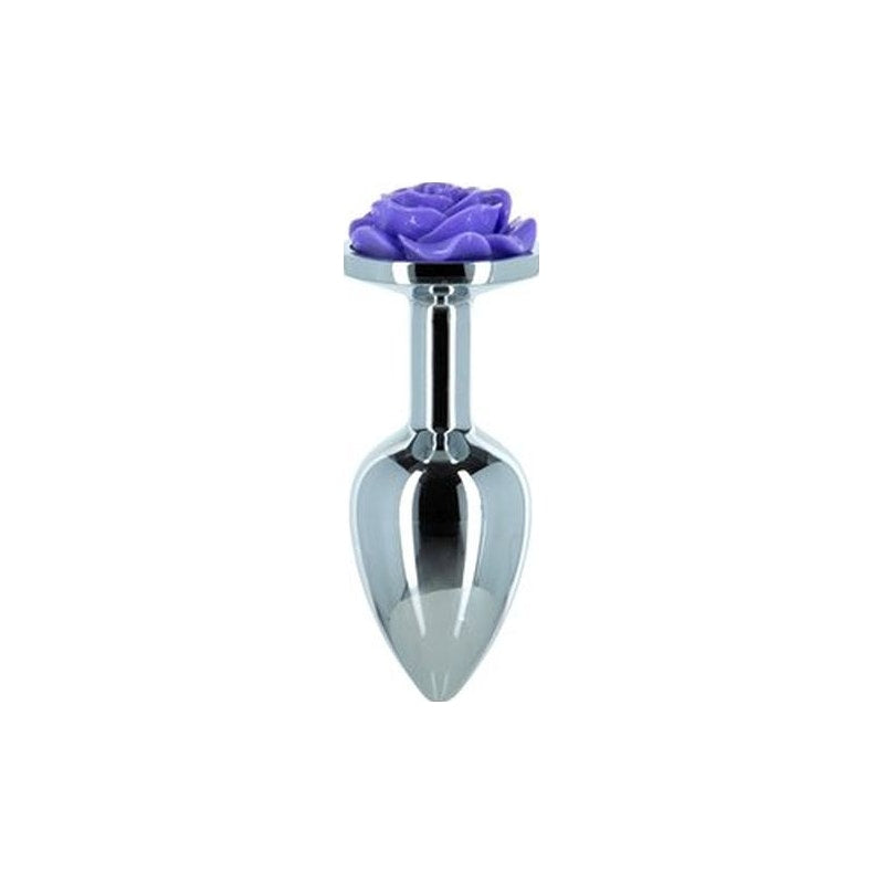 Purple Rose 3in  Metal Butt Plug - Naughty by Nature Adult Store