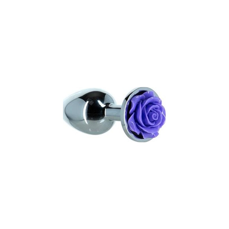 Purple Rose 3in  Metal Butt Plug - Naughty by Nature Adult Store