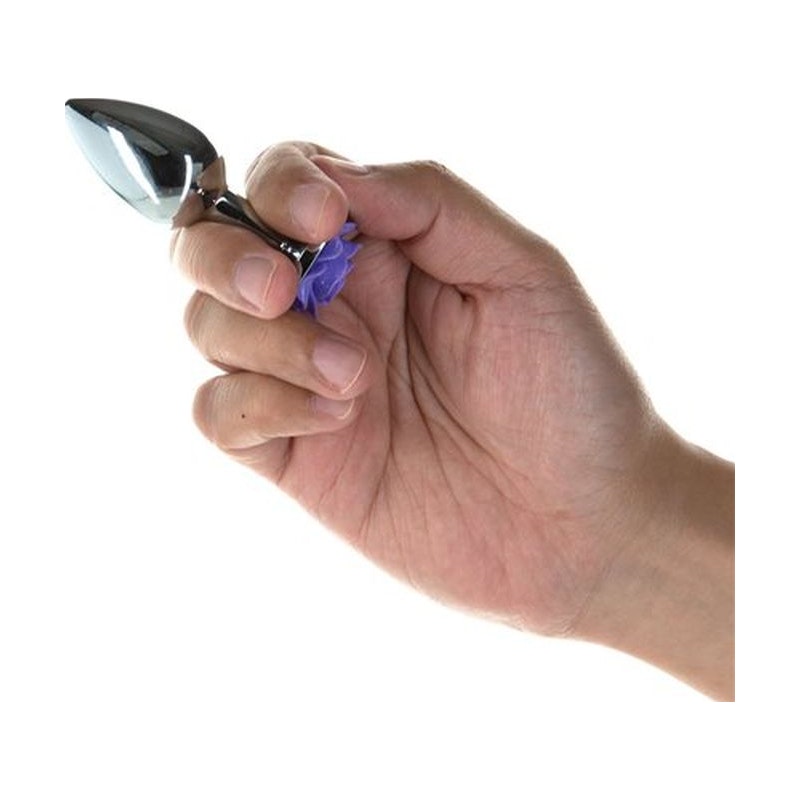 Purple Rose 3in  Metal Butt Plug - Naughty by Nature Adult Store