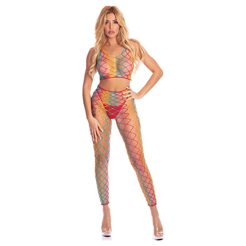 Rainbow 2 Pc Bodystocking - Naughty by Nature Adult Store