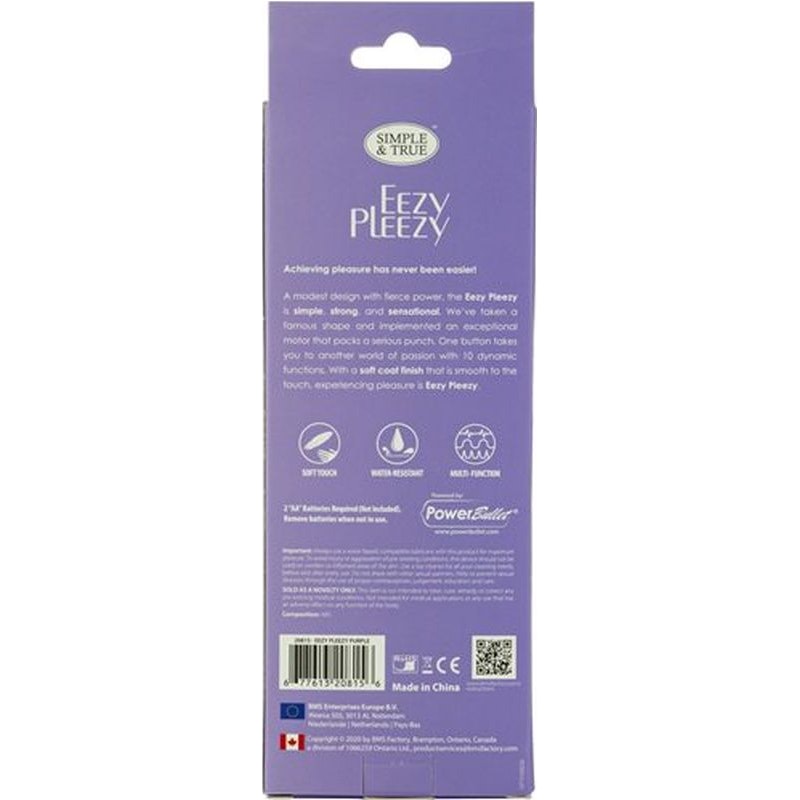 Eezy Pleezy 10 Speed 18cm Bullet Vibrator Purple - Naughty by Nature Adult Store
