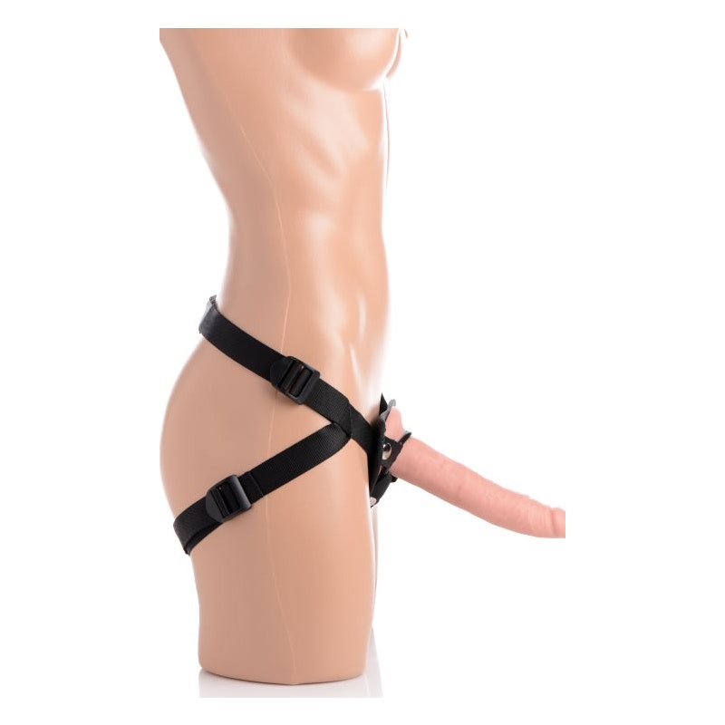 Charmed 7.5in Silicone Dildo w Harness Flesh - Naughty by Nature Adult Store