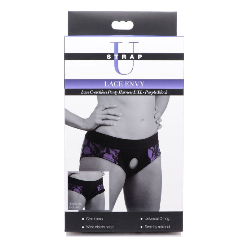 Lace Envy Panty Harness Purple L/XL - Naughty by Nature Adult Store