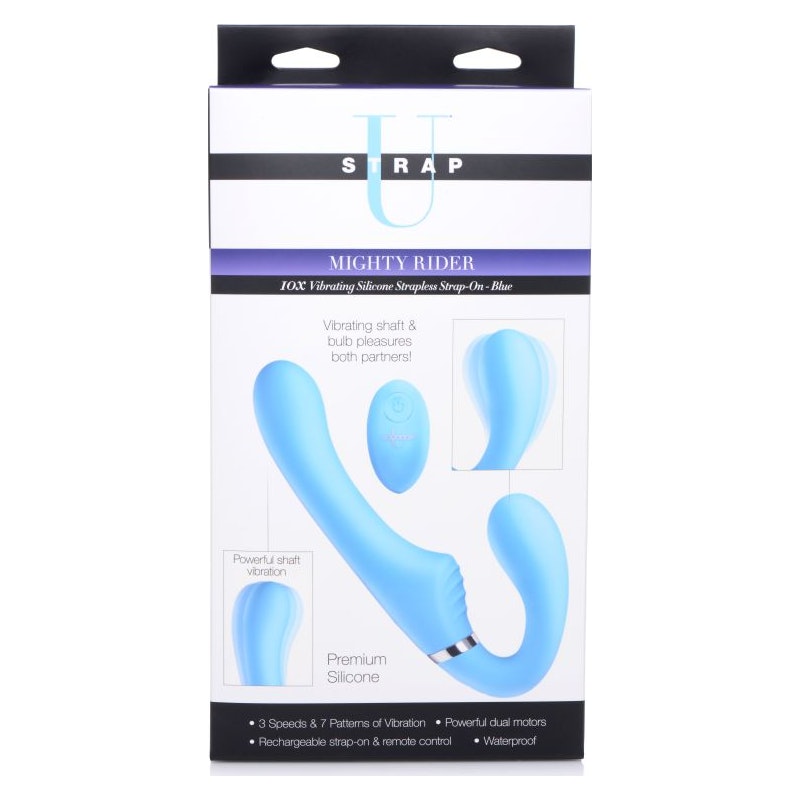 Mighty Rider 10X Strapless Strap-On Blue w Remote - Naughty by Nature Adult Store