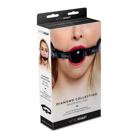 Whip Smart Diamond Deluxe Ball Gag Black - Naughty by Nature Adult Store