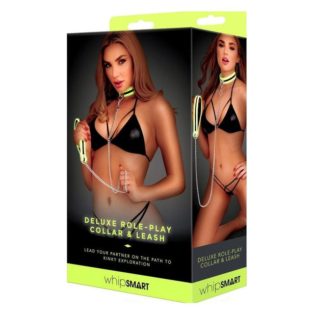 Whip Smart Glow In The Dark Deluxe Collar and Leash - Naughty by Nature Adult Store