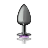 Cheeky Charms Gunmetal Round Butt Plug w Purple Jewel Large - Naughty by Nature Adult Store
