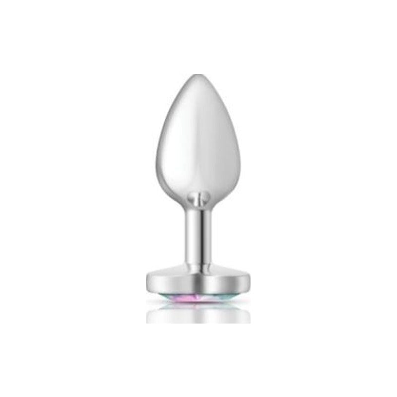 Cheeky Charms Silver Metal  Butt Plug w Heart Clear Jewel Small - Naughty by Nature Adult Store
