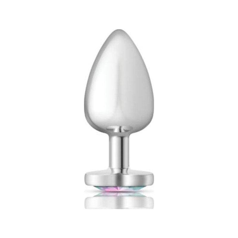 Cheeky Charms Silver Metal  Butt Plug w Heart Clear Jewel Large - Naughty by Nature Adult Store