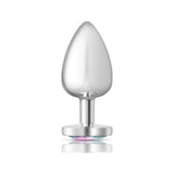 Cheeky Charms Silver Metal  Butt Plug w Heart Clear Jewel Large - Naughty by Nature Adult Store