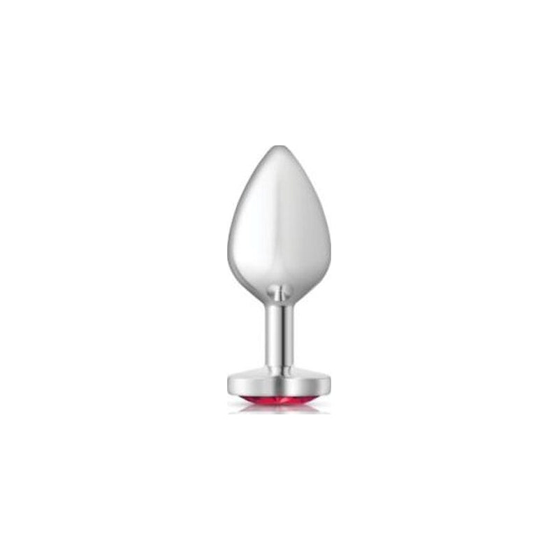 Cheeky Charms Silver Metal  Butt Plug w Heart Pink Jewel Medium - Naughty by Nature Adult Store